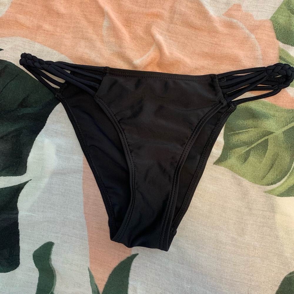 Shein Black Braided Cheeky Bikini Bottoms Small